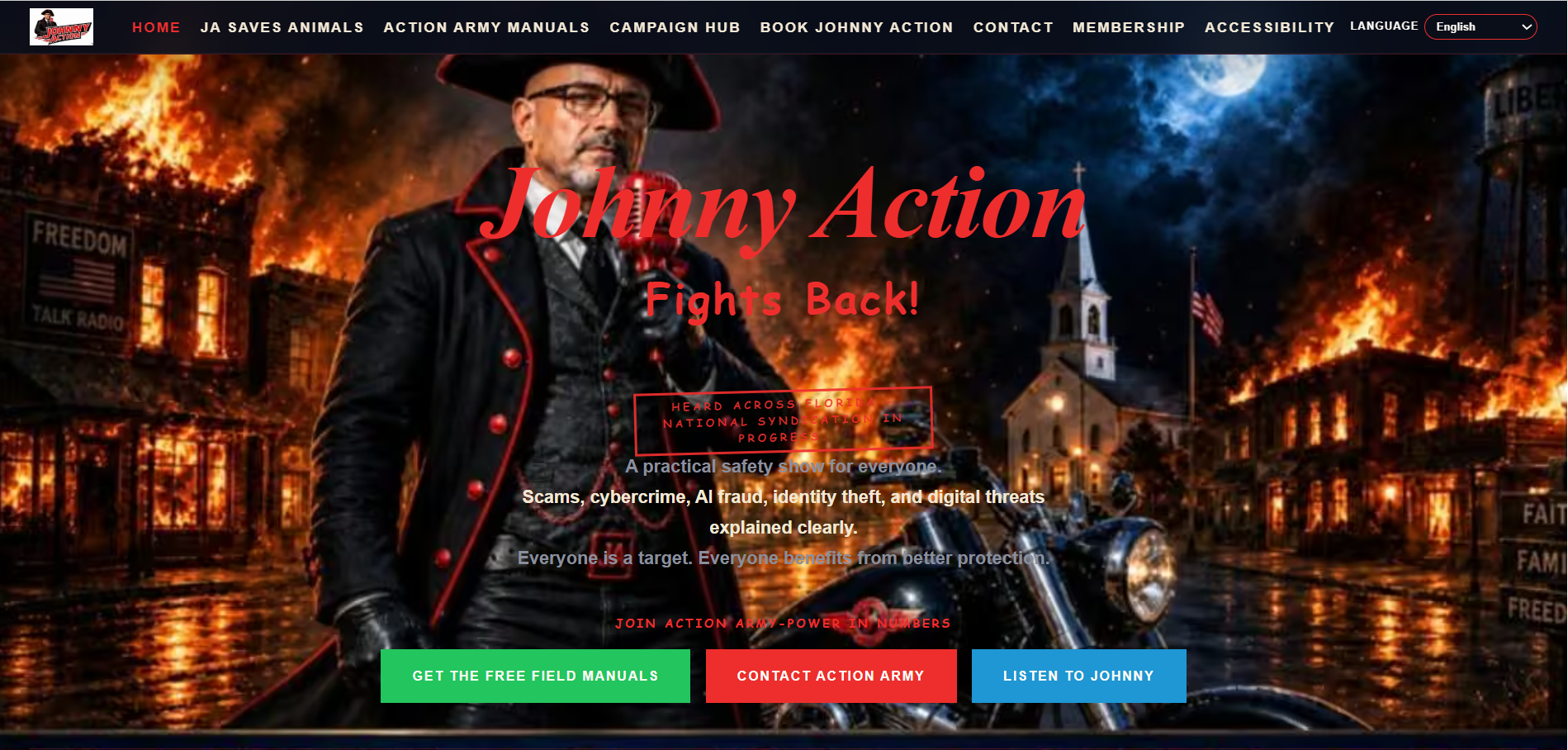Johnny Action Army website homepage