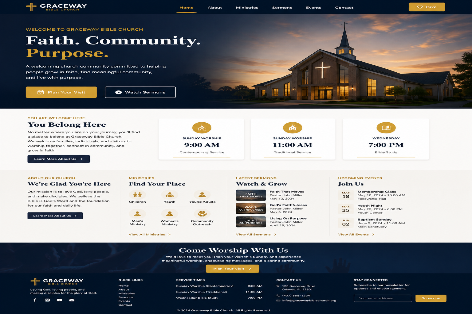 Church website design project